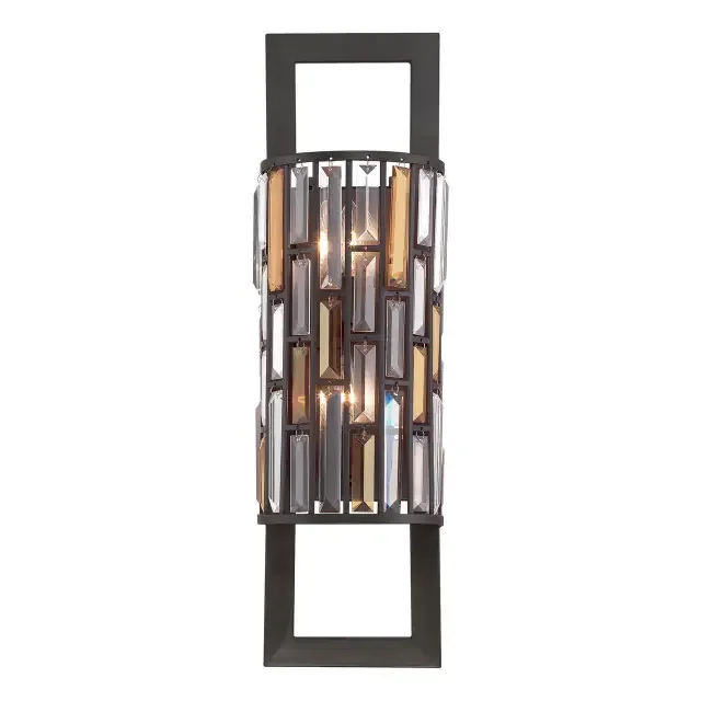 Gemma 2 Light Vintage Bronze and Crystal Tall Wall Light