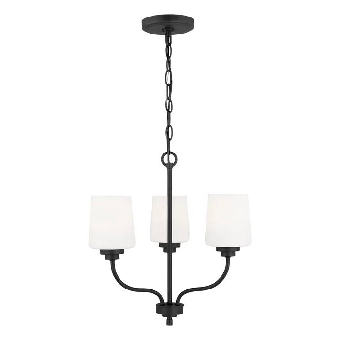 Generation Lighting 3102803-112 Windom Three Light Chandelier, Midnight Black