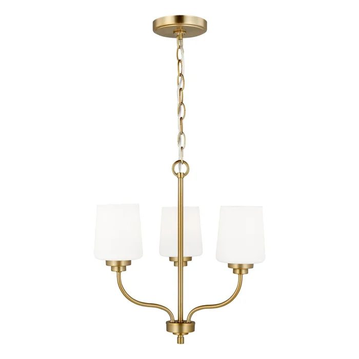 Generation Lighting 3102803-848 Windom Three Light Chandelier, Satin Brass