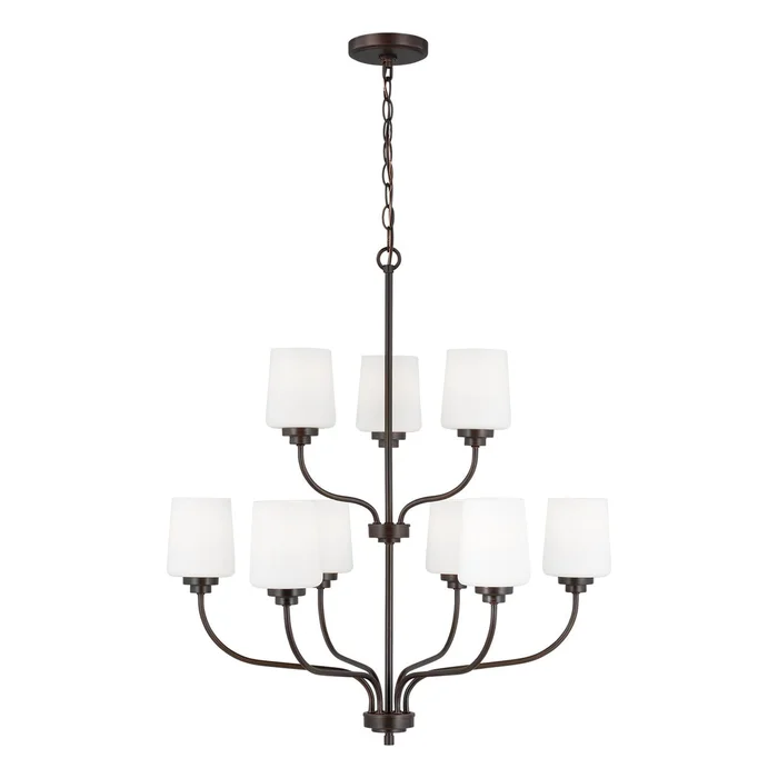 Generation Lighting 3102809-710 Windom Nine Light Chandelier, Bronze