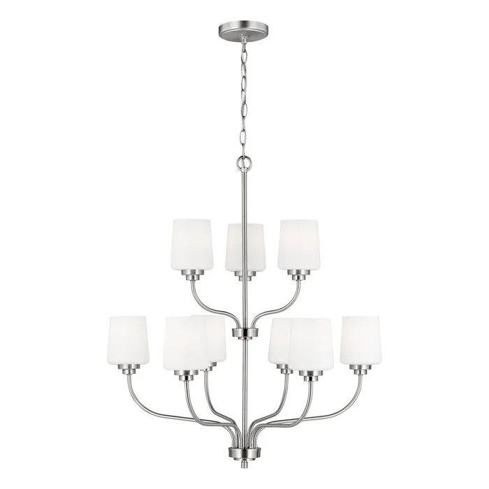 Generation Lighting 3102809EN3-962 Windom Nine Light Chandelier, Brushed Nickel