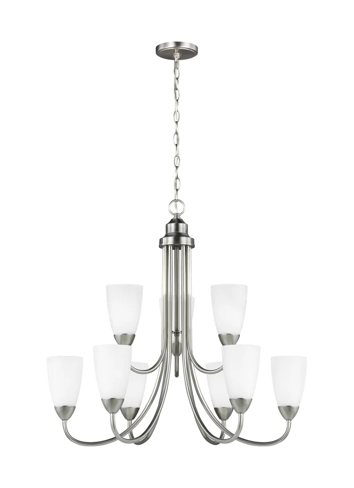 Generation Lighting 3120209-962 Seville Nine Light Chandelier, Brushed Nickel