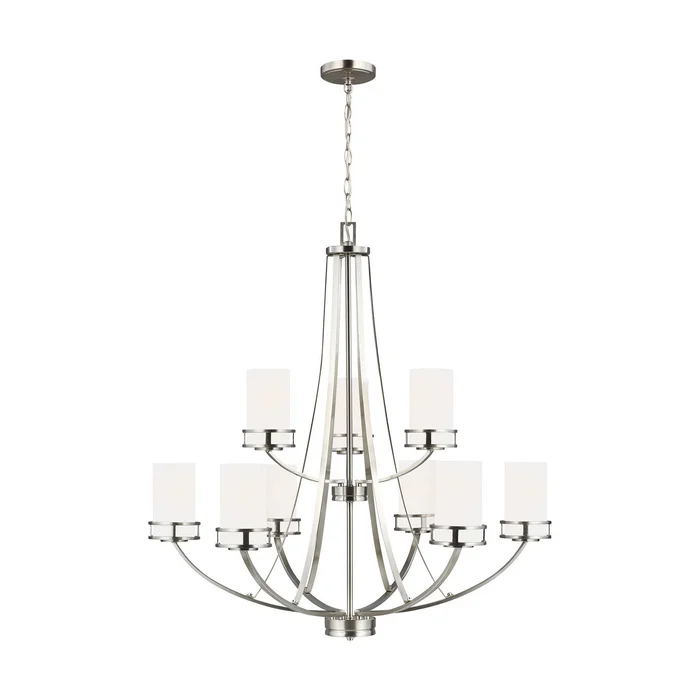 Generation Lighting 3121609-962 Robie Nine Light Chandelier, Brushed Nickel