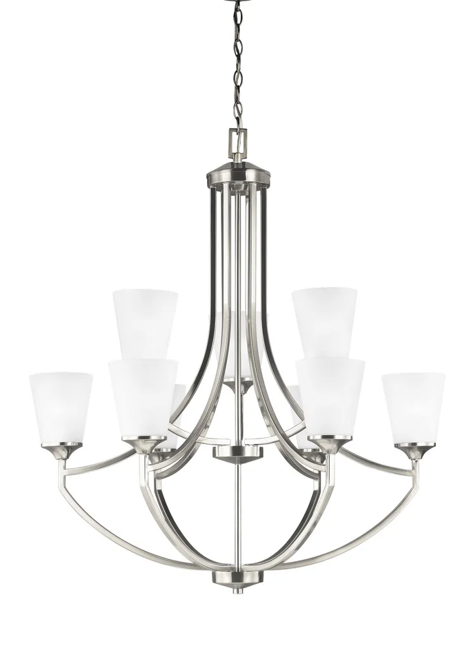 Generation Lighting 3124509-962 Hanford Nine Light Chandelier, Brushed Nickel