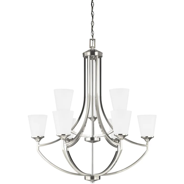 Generation Lighting 3124509EN3-962 Hanford Nine Light Chandelier, Brushed Nickel