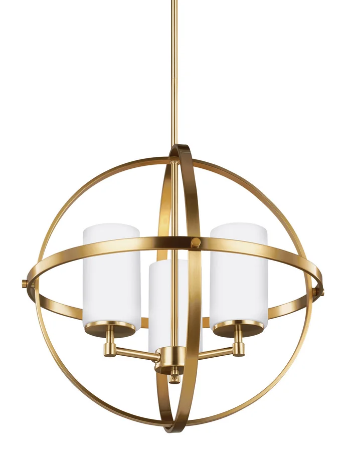 Generation Lighting 3124603-848 Alturas Three Light Chandelier, Satin Brass