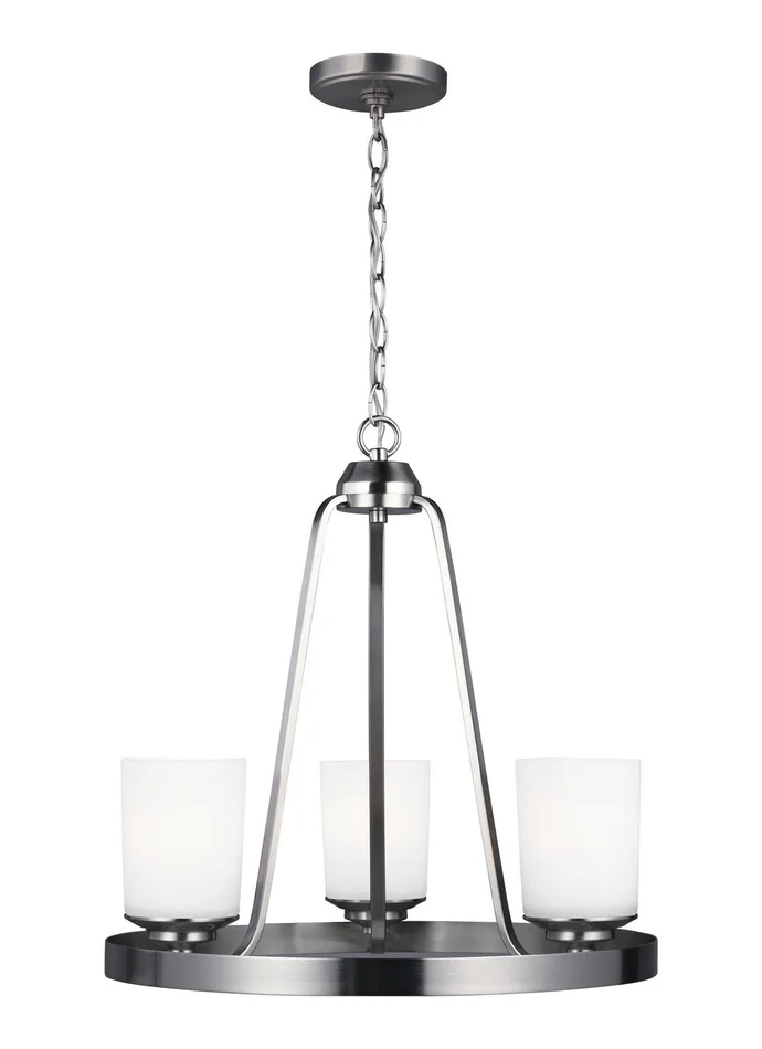 Generation Lighting 3130703EN3-962 Kemal Three Light Chandelier, Brushed Nickel