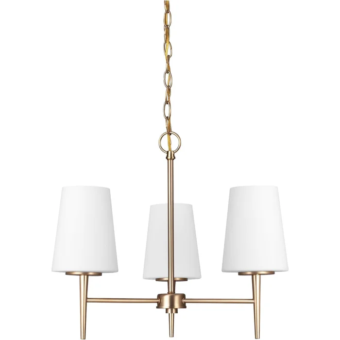 Generation Lighting 3140403EN3-848 Driscoll Three Light Chandelier, Satin Brass
