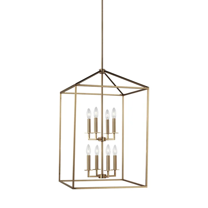 Generation Lighting 5115008-848 Perryton Eight Light Hall / Foyer Pendant, Satin Brass