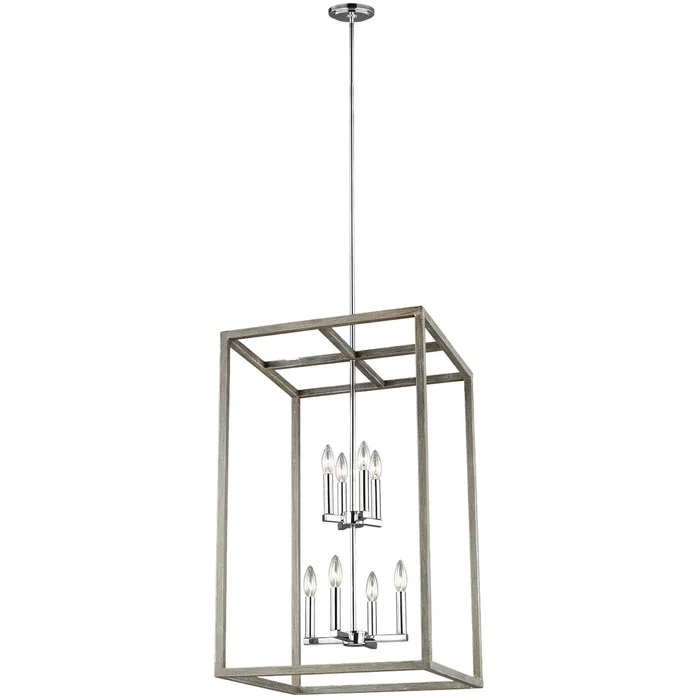 Generation Lighting 5134508-872 Moffet Street Eight Light Hall / Foyer Pendant, Washed Pine