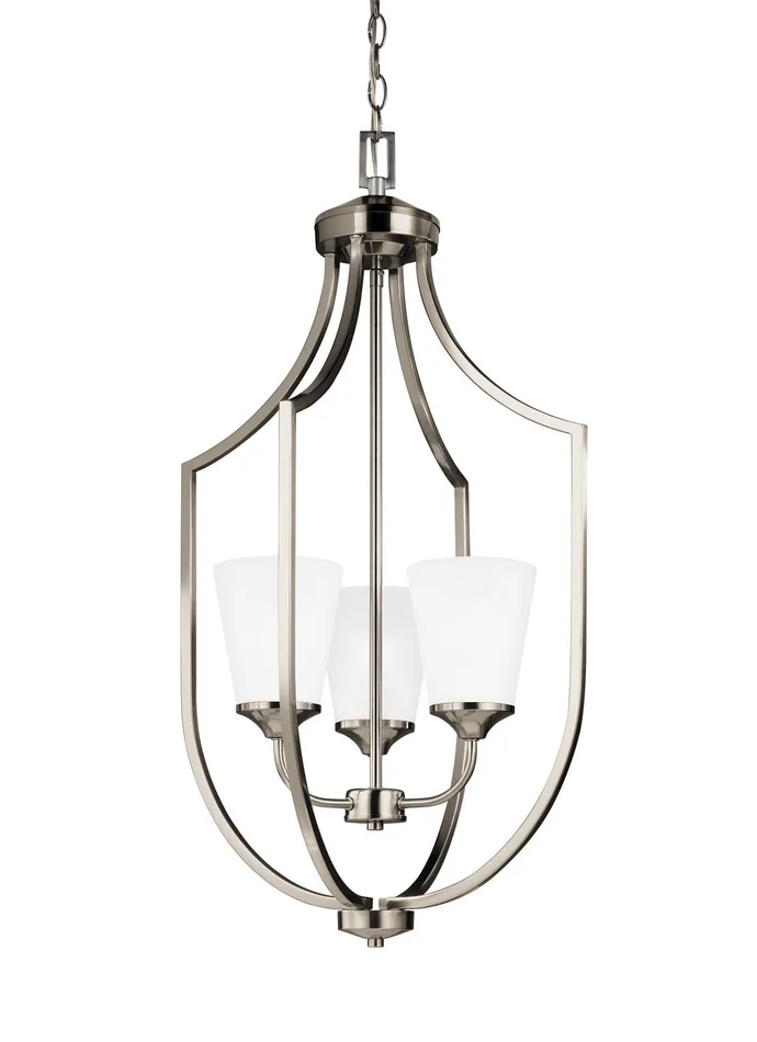 Generation Lighting 5224503EN3-962 Hanford Three Light Hall / Foyer Pendant, Brushed Nickel