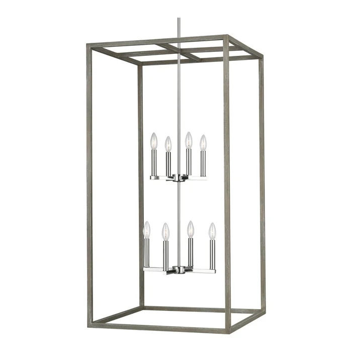 Generation Lighting 5234508-872 Moffet Street Eight Light Hall / Foyer Pendant, Washed Pine