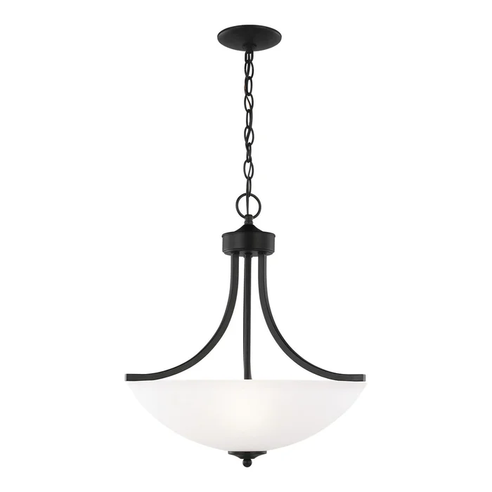 Generation Lighting 6616503EN3-112 Geary Three Light Pendant, Midnight Black
