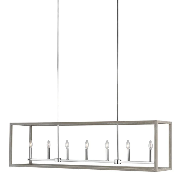 Generation Lighting 6634507-872 Moffet Street Seven Light Island Pendant, Washed Pine