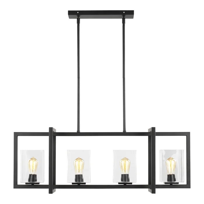 Generation Lighting 6641504-112 Mitte Four Light Island Pendant, Midnight Black