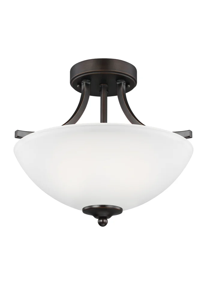 Generation Lighting 7716502-710 Geary Two Light Semi-Flush Convertible Pendant, Bronze