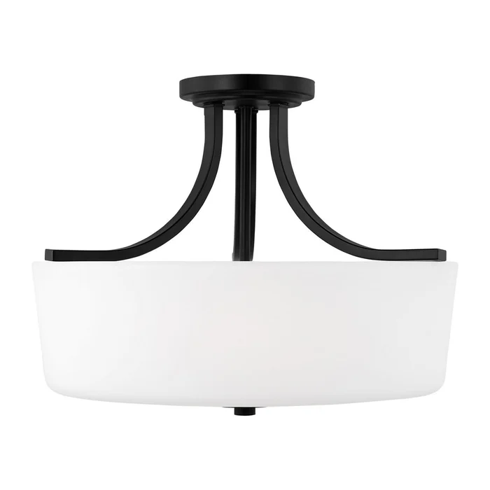 Generation Lighting 7728803EN3-112 Kemal Three Light Semi-Flush Mount, Midnight Black