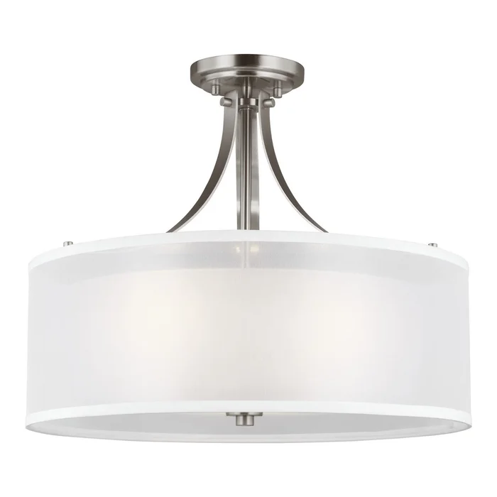 Generation Lighting 7737303-962 Elmwood Park Three Light Semi-Flush Mount, Brushed Nickel