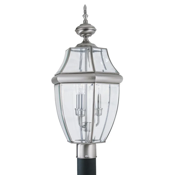 Generation Lighting 8239-965 Lancaster Three Light Outdoor Post Lantern, Antique Brushed Nickel