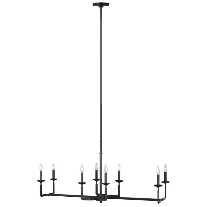 Generation Lighting F3292/8AI Ansley Eight Light Linear Chandelier, Aged Iron