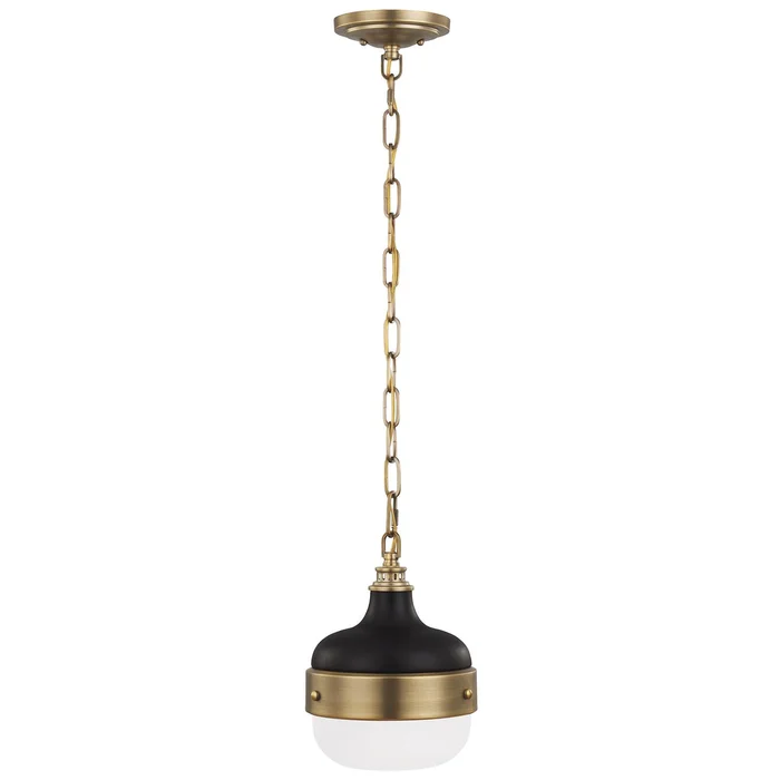 Generation Lighting P1282DAB/MB Cadence One Light Pendant, Dark Antique Brass / Matte Black