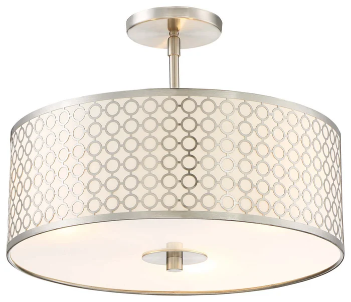 George Kovacs P1267-084 Dots Three Light Semi Flush Mount, Brushed Nickel