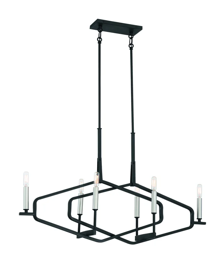 George Kovacs P1496-712 Traveler Six Light Island Pendant, Sand Coal & Brushed Nickel