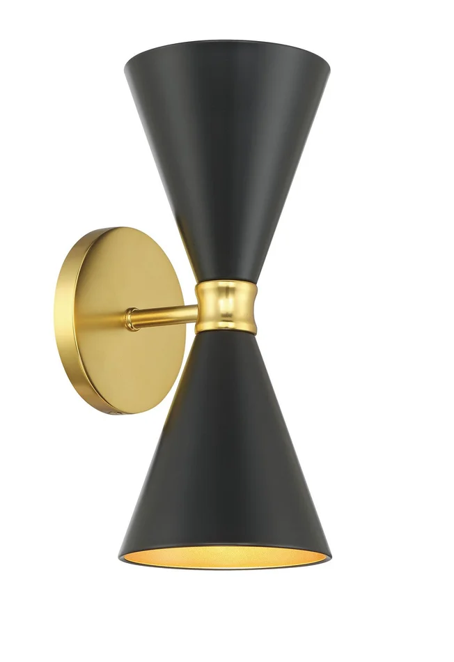 George Kovacs P1827-248 Conic Two Light Wall Sconce, Coal/Honey Gold
