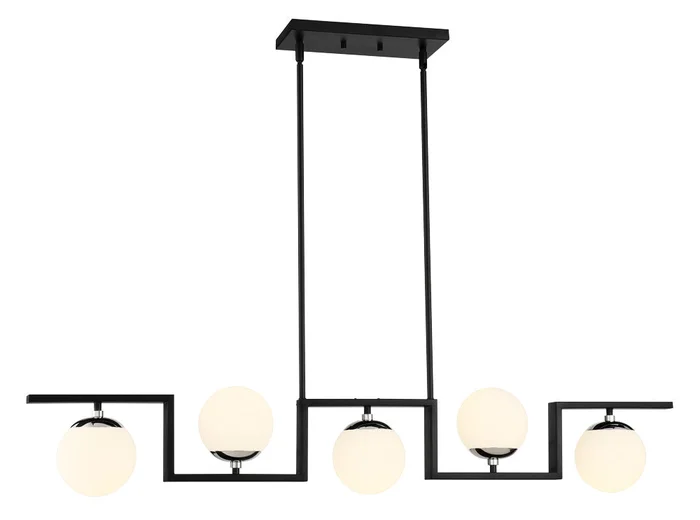 George Kovacs P5425-572 Alluria II Five Light Island Pendant, Coal With Polished Nickel