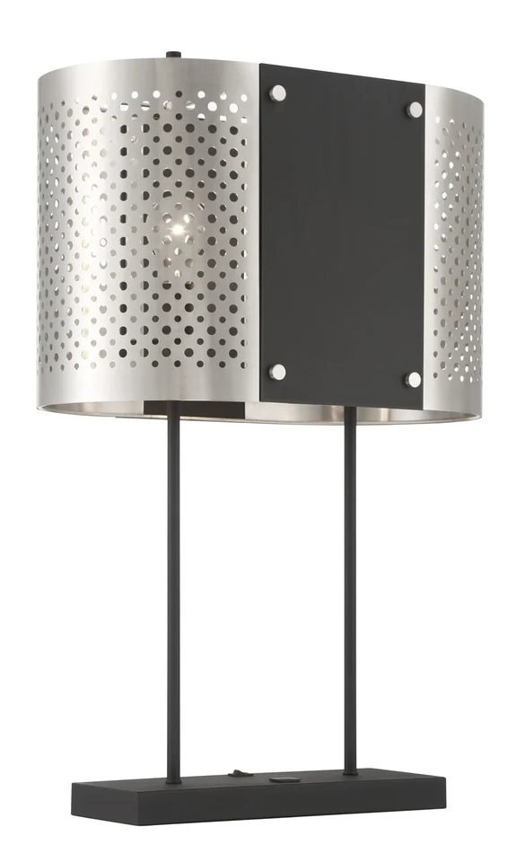 George Kovacs P5532-420 Noho Two Light Table Lamp, Brushed Nickel W/ Sand Coal
