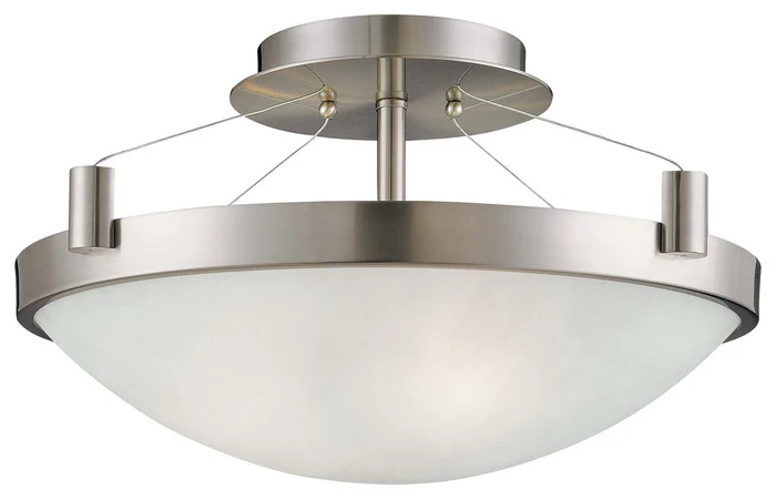 George Kovacs P591-084 Suspended Three Light Semi Flush Mount, Brushed Nickel