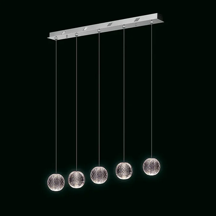 Glittering LED 5 Light Bar Pendant in Chrome (1476DIAMD2000)