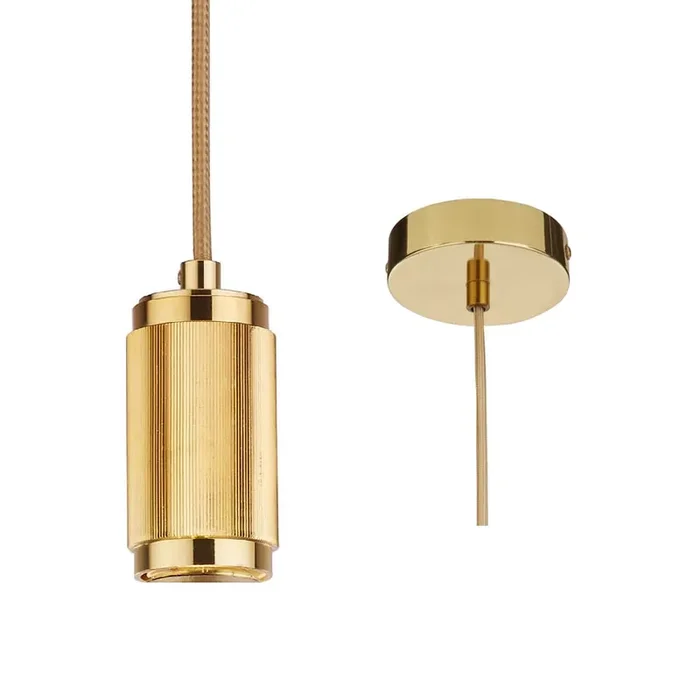 Gold Modern Fabric Round Cable Flex Suspension Ceiling Rose Pendant