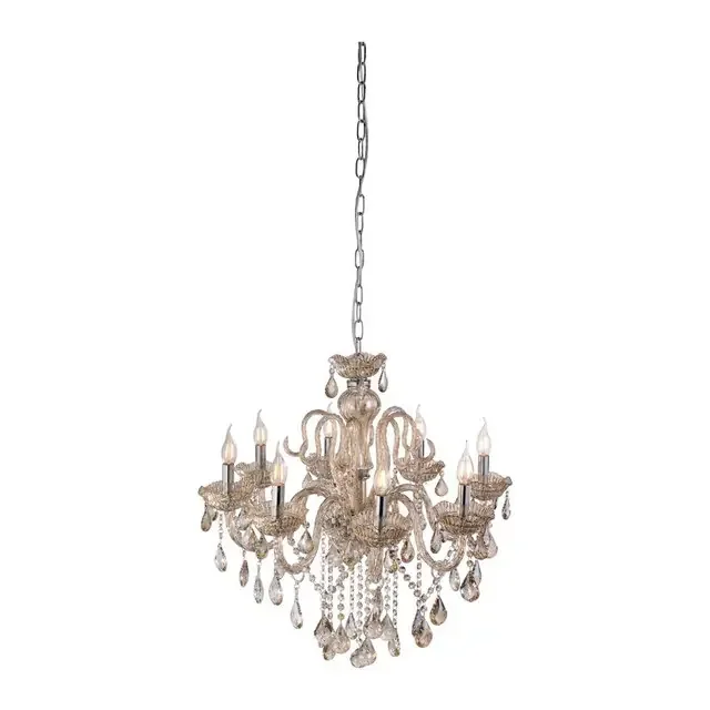 GRACIA 8 Light Champagne Coloured Crystal Chandelier
