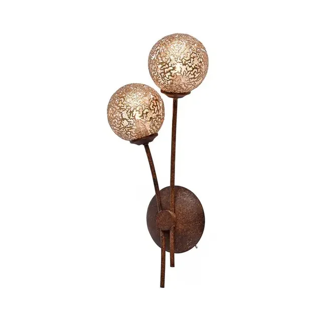 GRETA 2 Light Rust with Gold Coloured Glass Wall Light