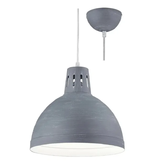 Grey Brushed Vintage Retro Dome Pendant Light 30cm