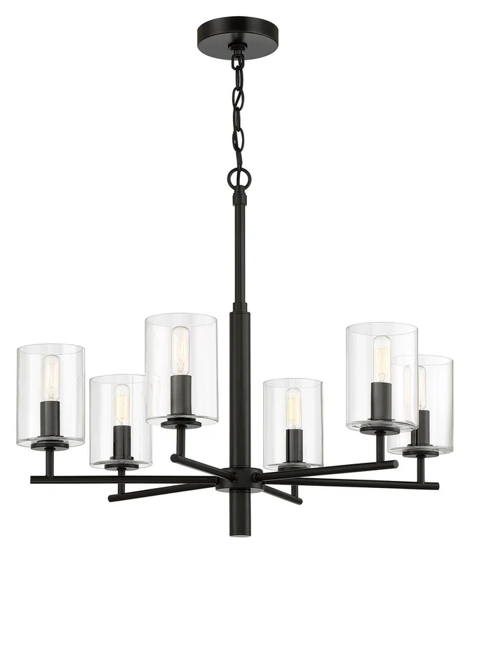 Hailie Six Light Chandelier in Flat Black (46|55626-FB)