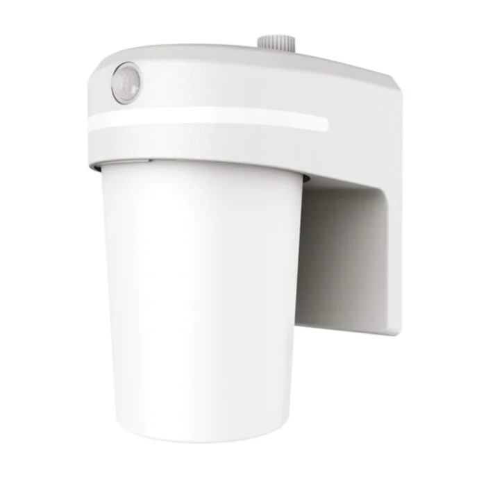 Halo Lighting FE10A35FLMW Outdoor LED Entry Light with Glow Ring and Flood + Dusk-to-Dawn Sensor, 1000 Lumens, 3500K, White