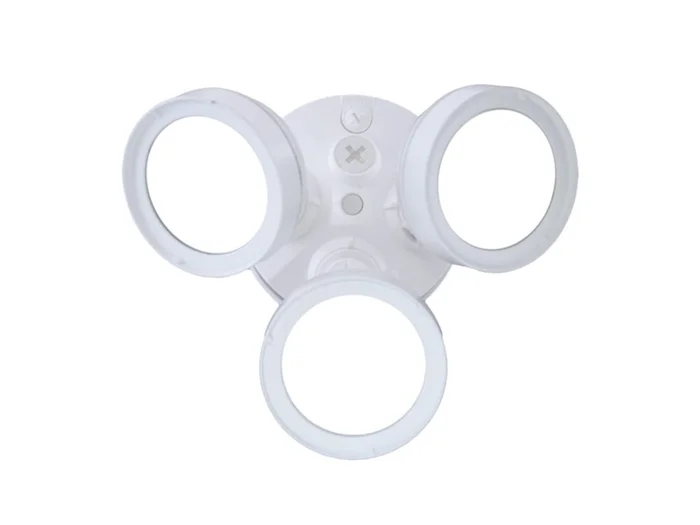 Halo Lighting TGS3S403MRRW Outdoor LED Triple Head Round Floodlight with Motion Sensor, Lumen Selectable (Max. 3000 Lumens), 4000K, White