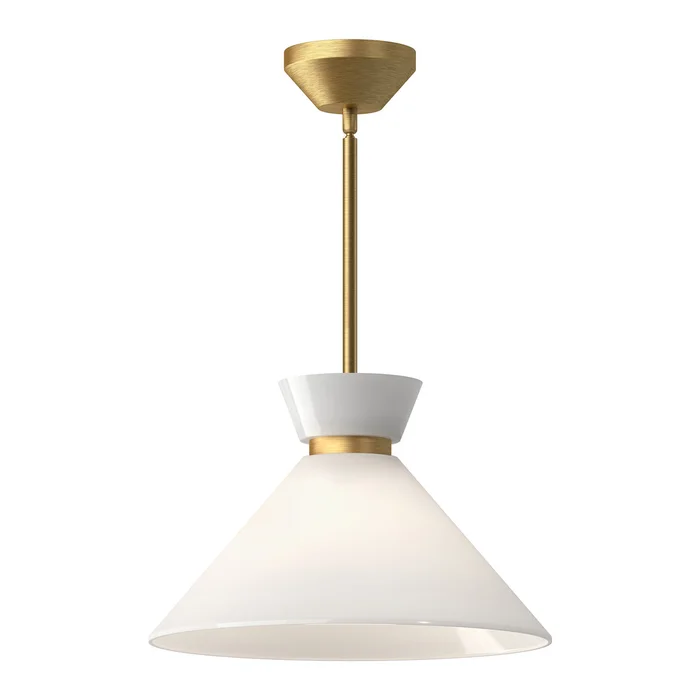Halston One Light Pendant in Brushed Gold/Glossy Opal Glass (452|PD470514BGGO)