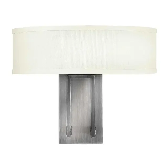 Hampton 2 Light Antique Nickel with White Shade Wall Light