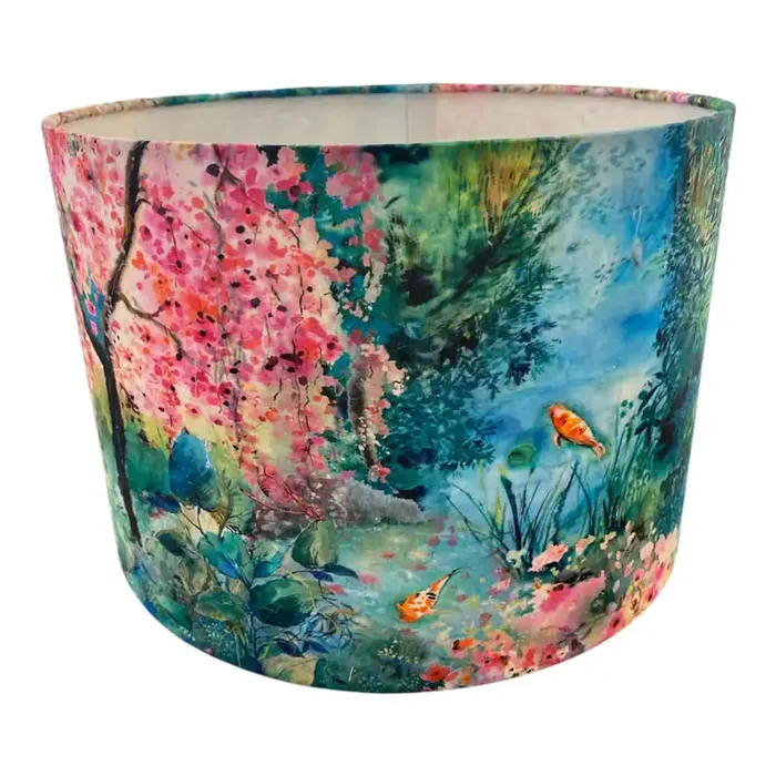 Hand Crafted Drum Lampshade – Koi Pond