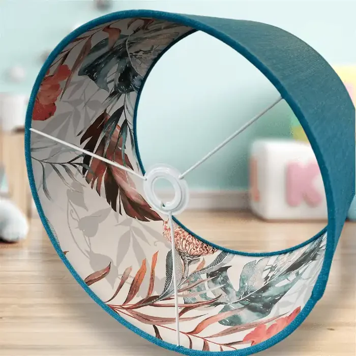 Hand Crafted Drum Lampshade – Teal Tropic