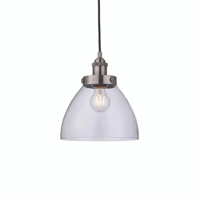 Hansen Brushed Silver with Clear Glass Pendant Light
