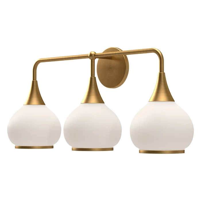 Hazel Three Light Bathroom Fixtures in Aged Gold/Opal Matte Glass (452|VL524326AGOP)
