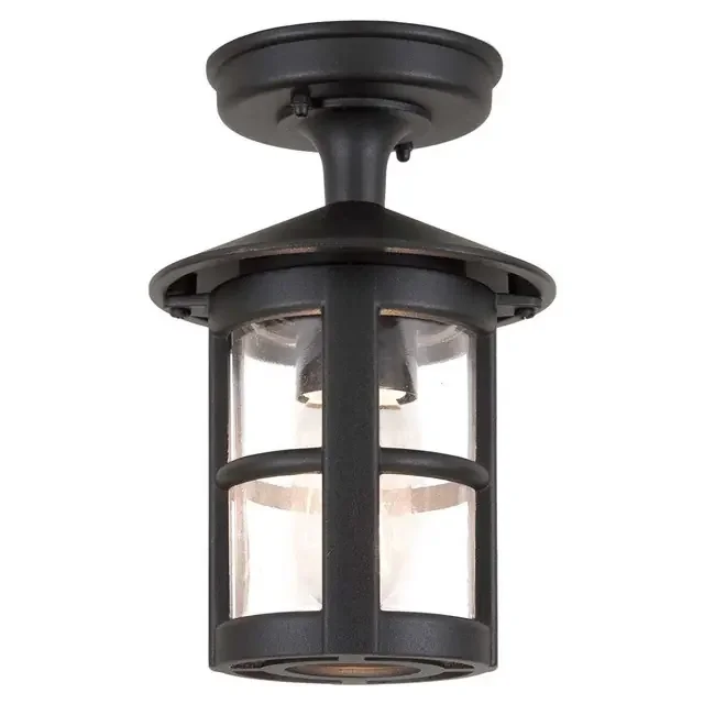 Hereford Black Cylinder IP23 Flush Ceiling Light