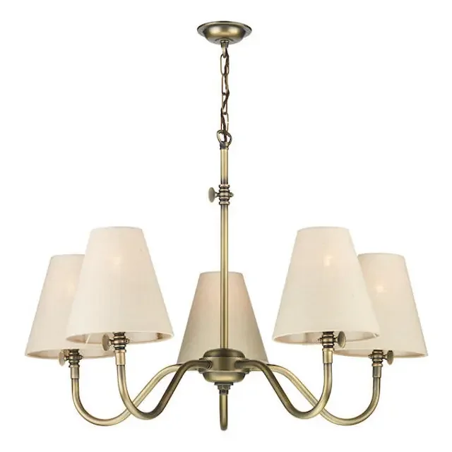 Hicks 5 Light Antique Brass Pendant Light