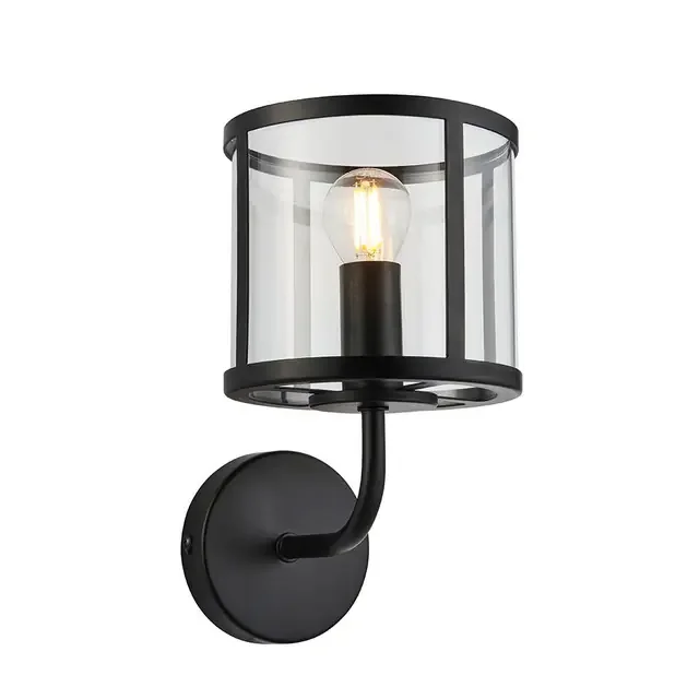 Hopton Matt Black with Clear Diffuser Wall Light