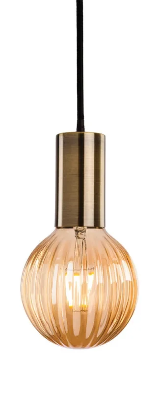 Hudson Antique Brass 18.5cm Ribbed Bulb Pendant Light