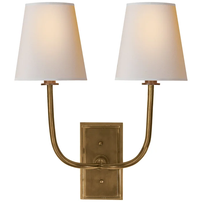 Hulton Two Light Wall Sconce, Hand-Rubbed Antique Brass